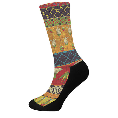 Egyptian Tribal Pattern Print Crew Socks