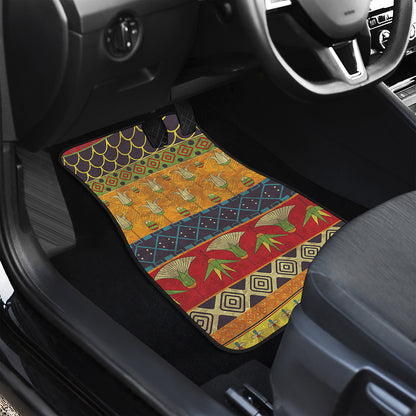 Egyptian Tribal Pattern Print Front and Back Car Floor Mats