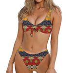 Egyptian Tribal Pattern Print Front Bow Tie Bikini