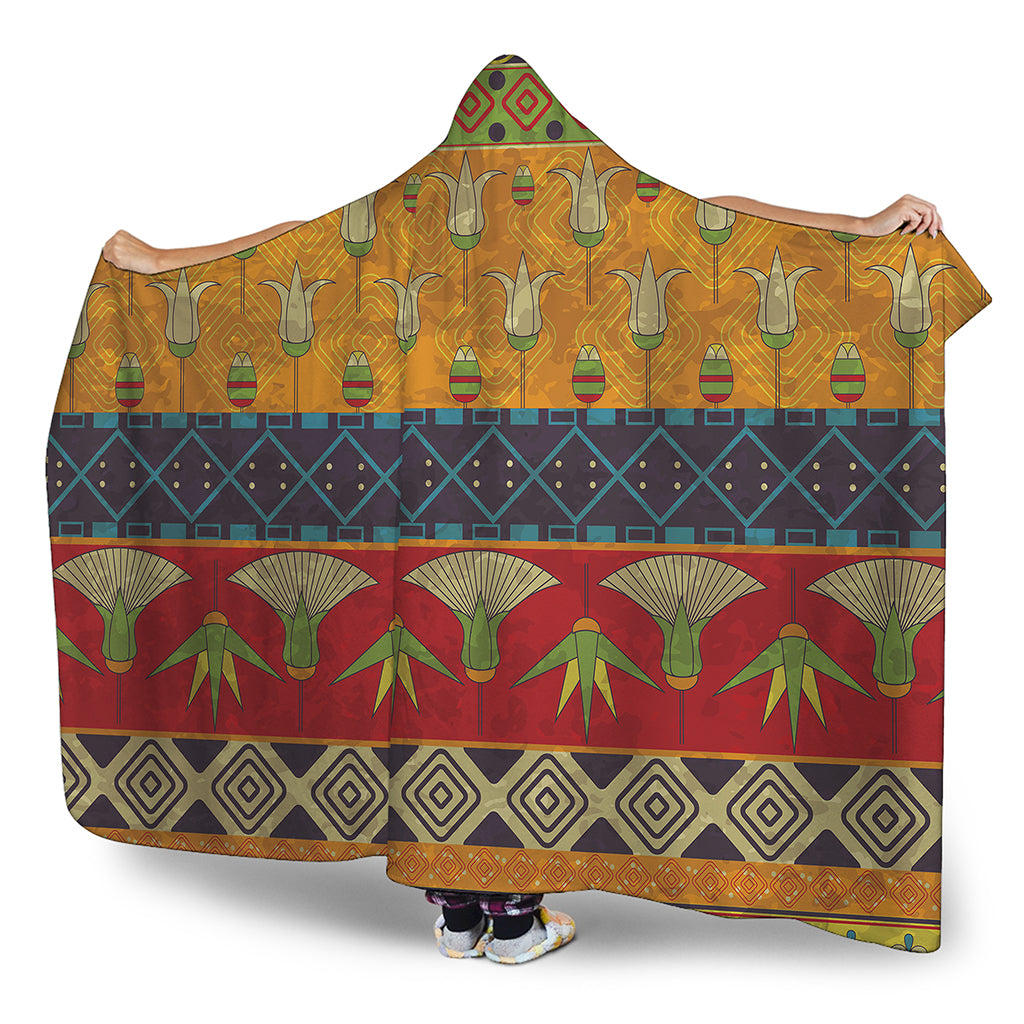 Egyptian Tribal Pattern Print Hooded Blanket
