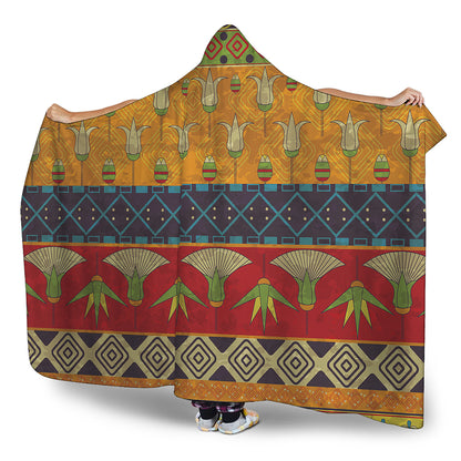 Egyptian Tribal Pattern Print Hooded Blanket