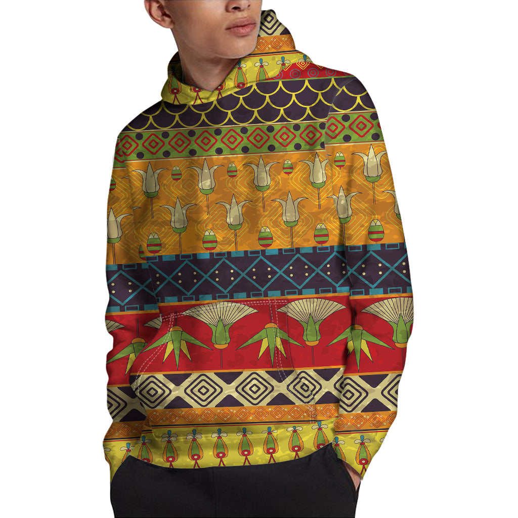 Egyptian Tribal Pattern Print Pullover Hoodie