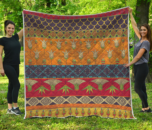Egyptian Tribal Pattern Print Quilt