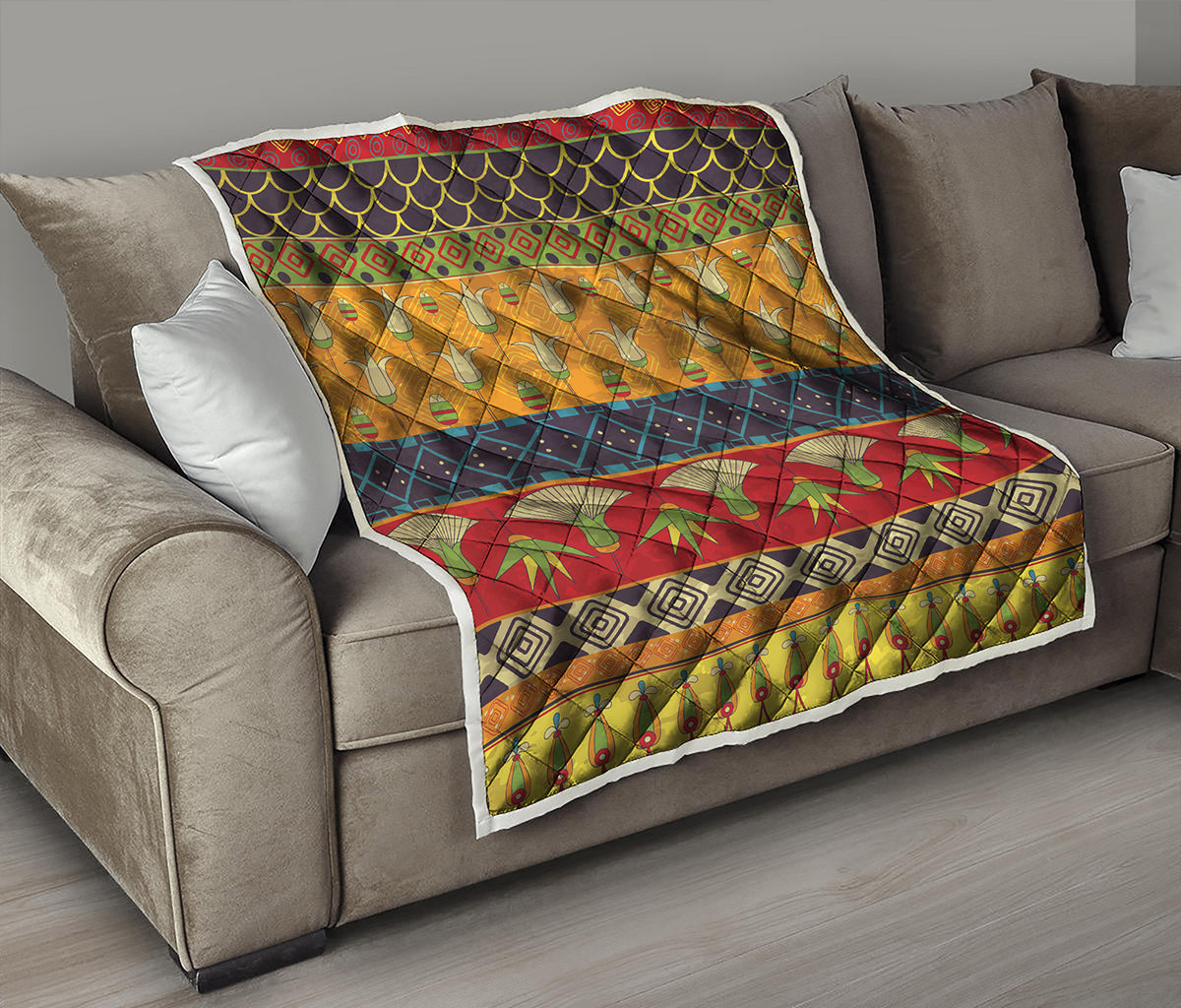Egyptian Tribal Pattern Print Quilt