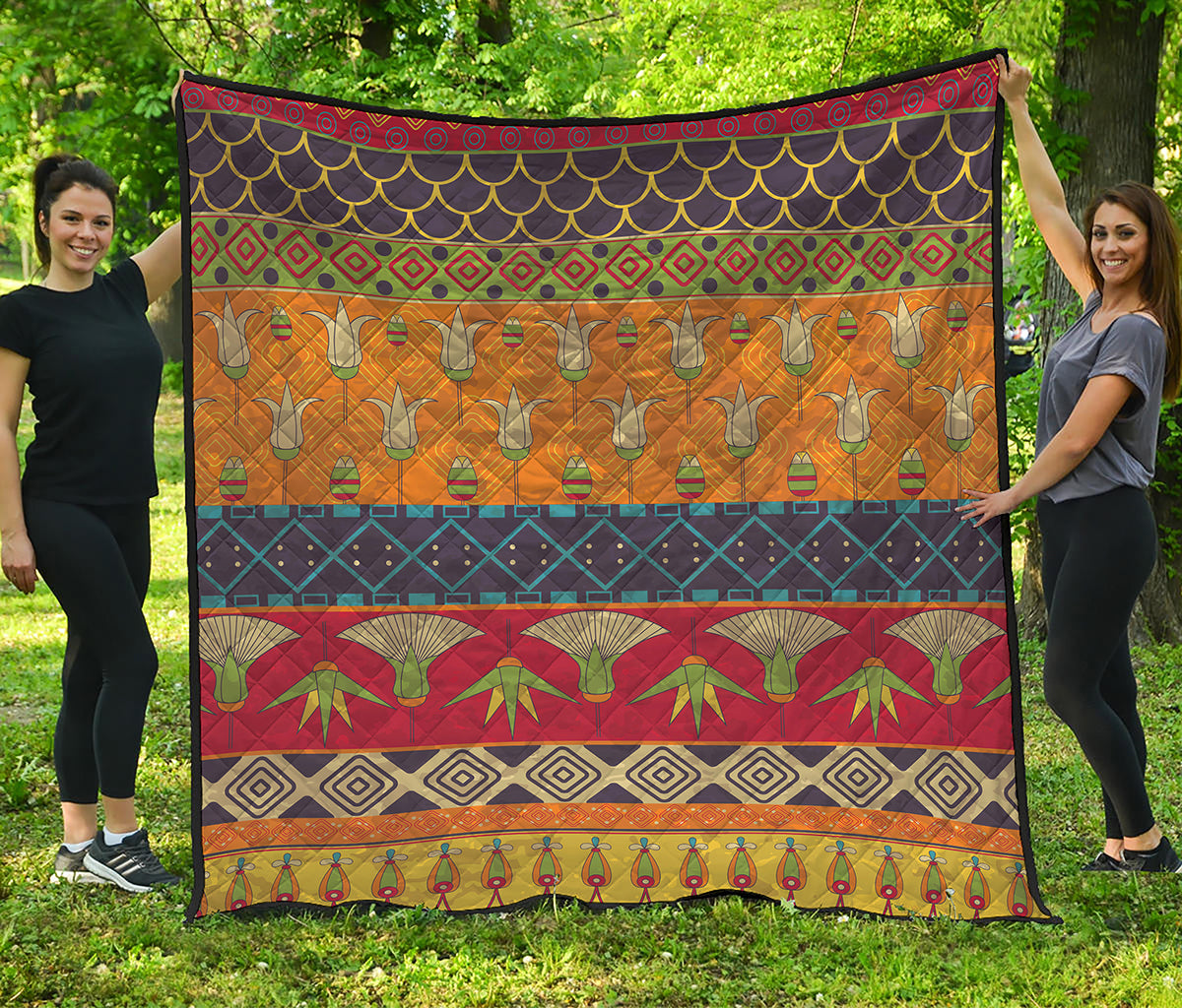 Egyptian Tribal Pattern Print Quilt