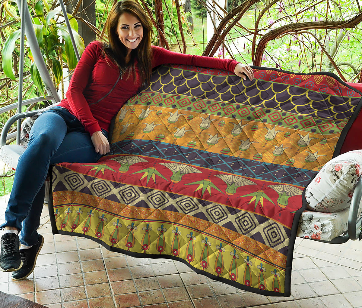 Egyptian Tribal Pattern Print Quilt