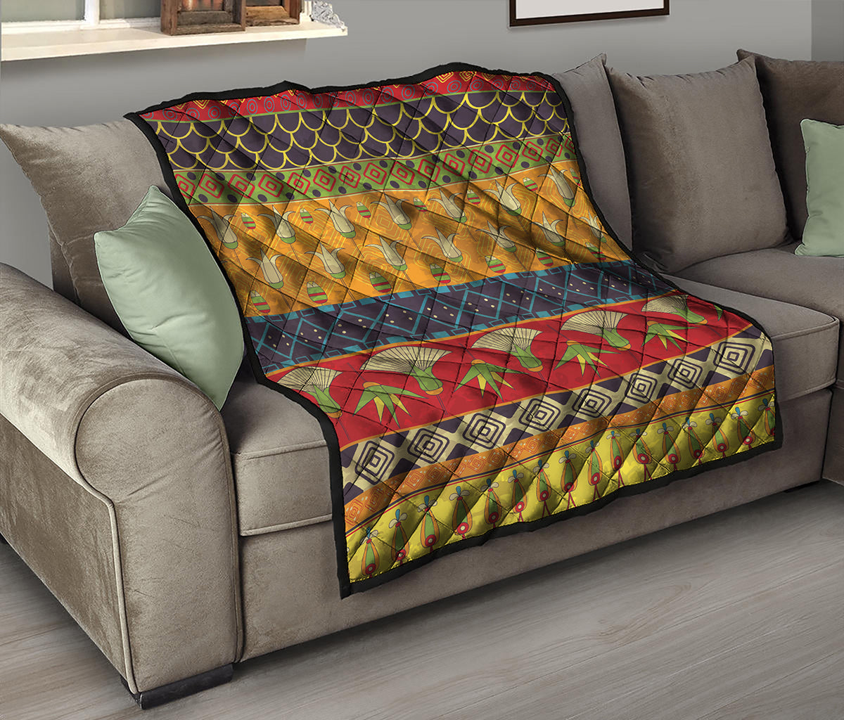 Egyptian Tribal Pattern Print Quilt