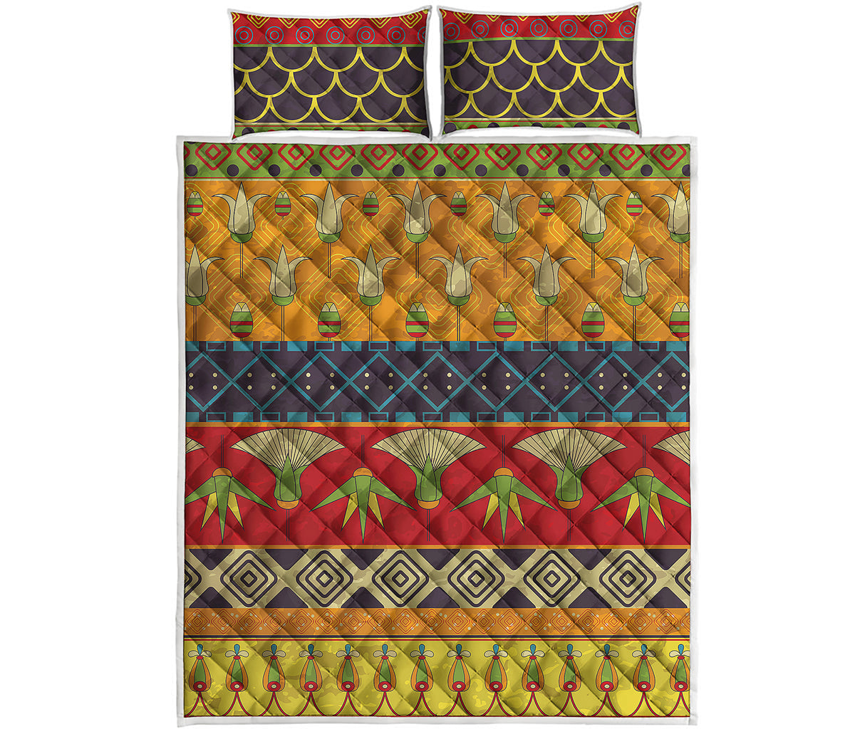 Egyptian Tribal Pattern Print Quilt Bed Set