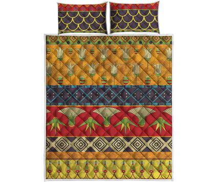 Egyptian Tribal Pattern Print Quilt Bed Set