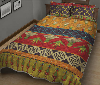 Egyptian Tribal Pattern Print Quilt Bed Set