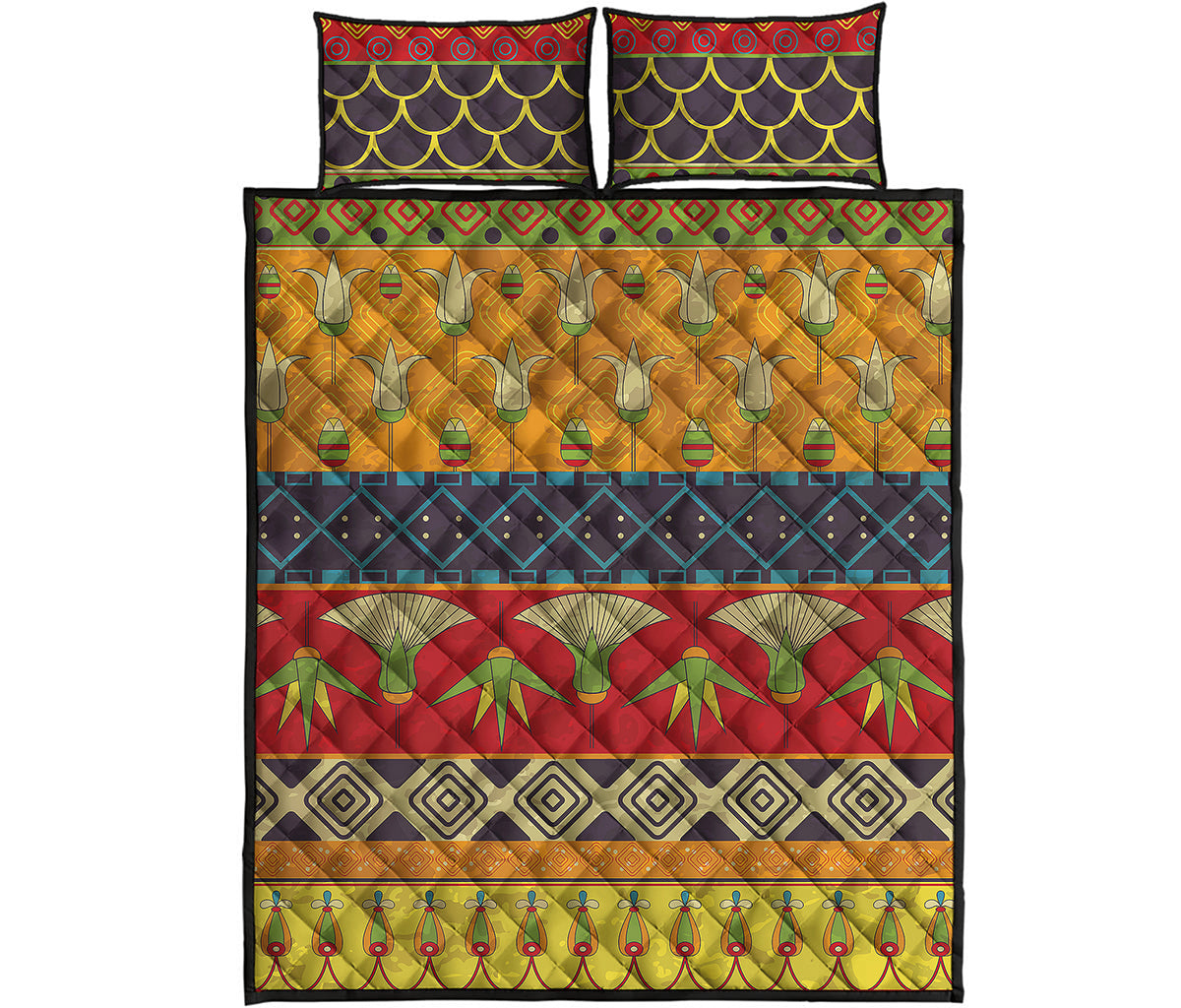 Egyptian Tribal Pattern Print Quilt Bed Set