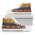 Egyptian Tribal Pattern Print White High Top Sneakers