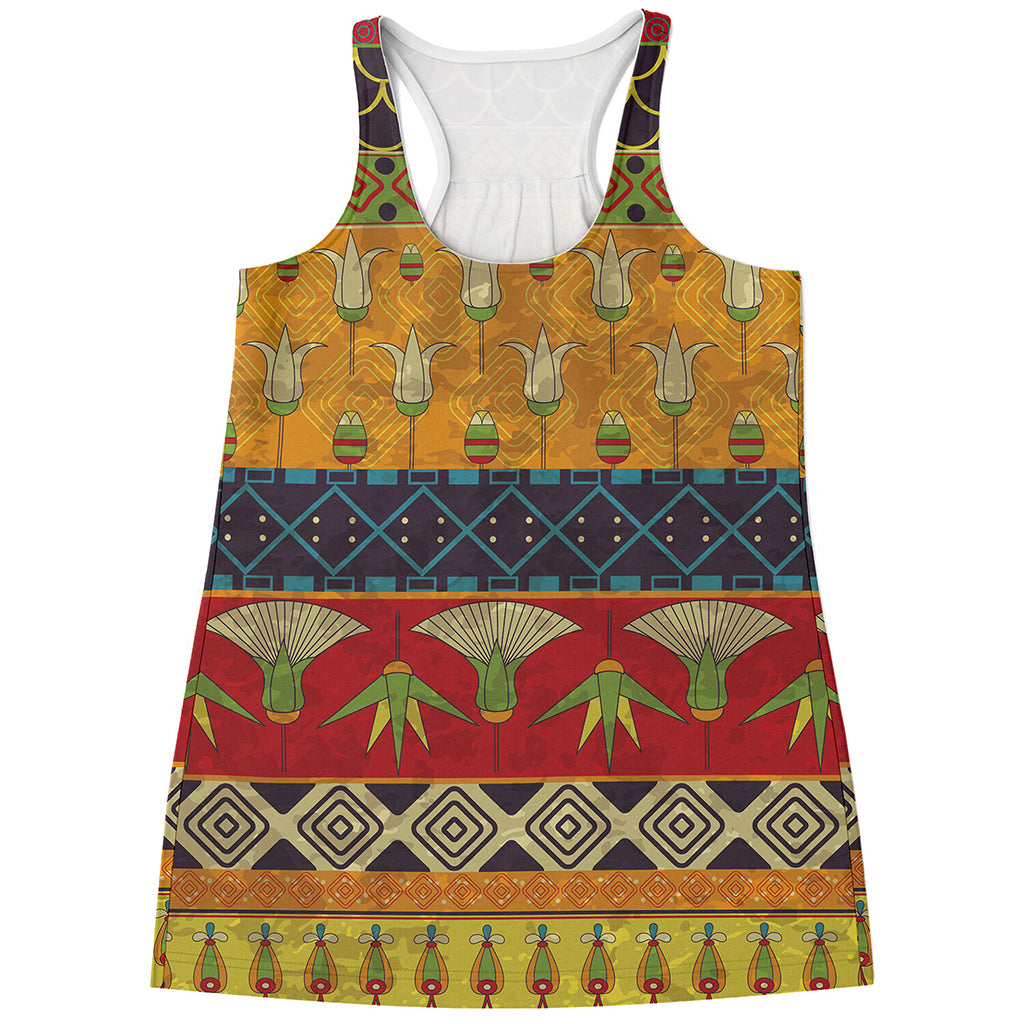Egyptian Tribal Pattern Print Women's Racerback Tank Top