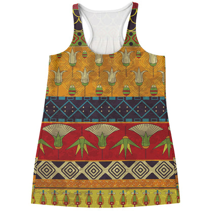 Egyptian Tribal Pattern Print Women's Racerback Tank Top