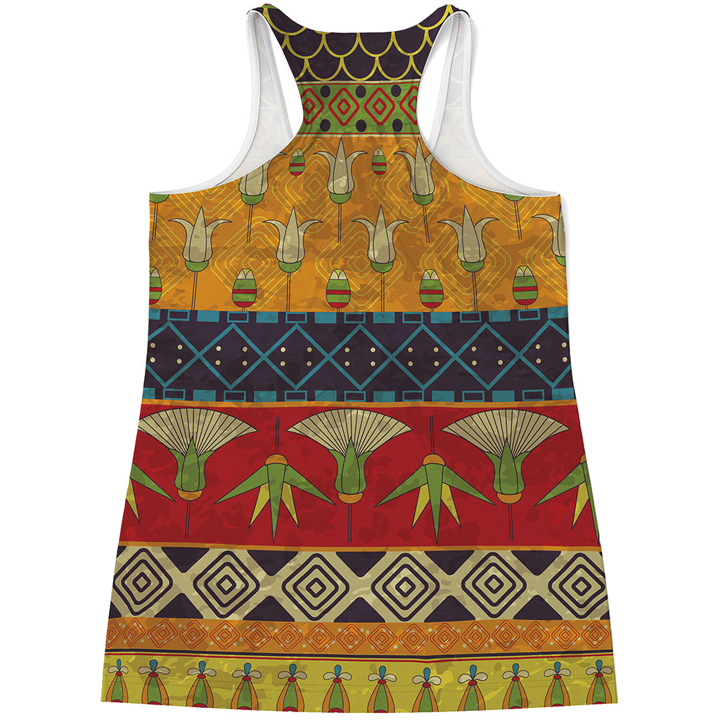 Egyptian Tribal Pattern Print Women's Racerback Tank Top