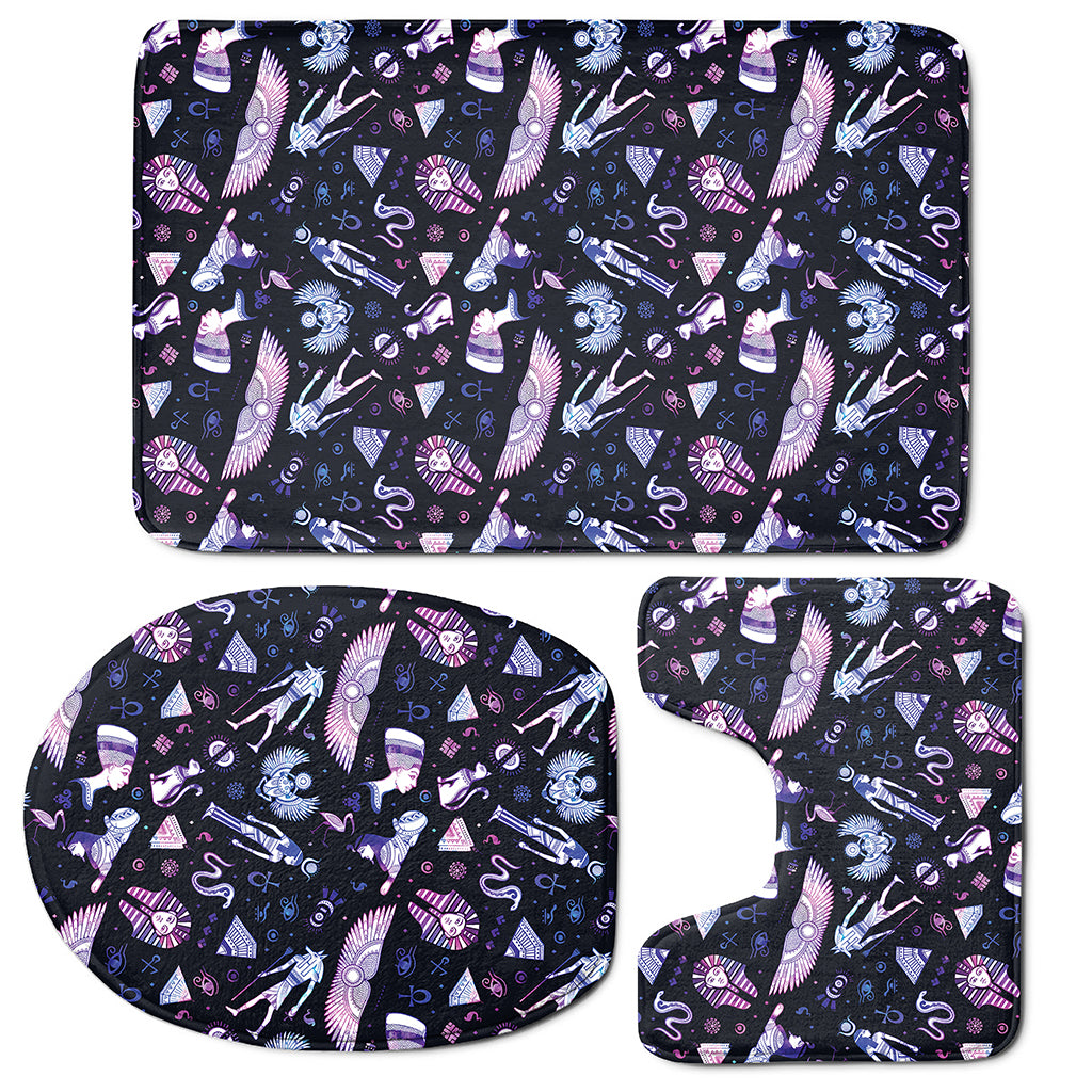 Egyptian Tribal Symbols Print 3 Piece Bath Mat Set
