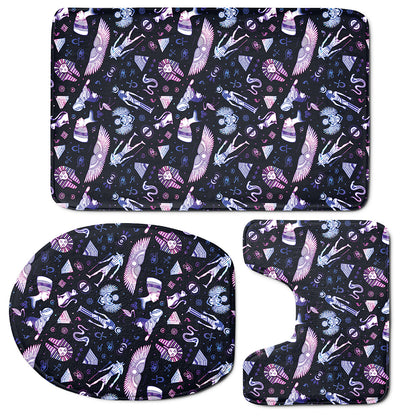 Egyptian Tribal Symbols Print 3 Piece Bath Mat Set