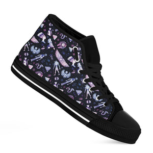 Egyptian Tribal Symbols Print Black High Top Shoes