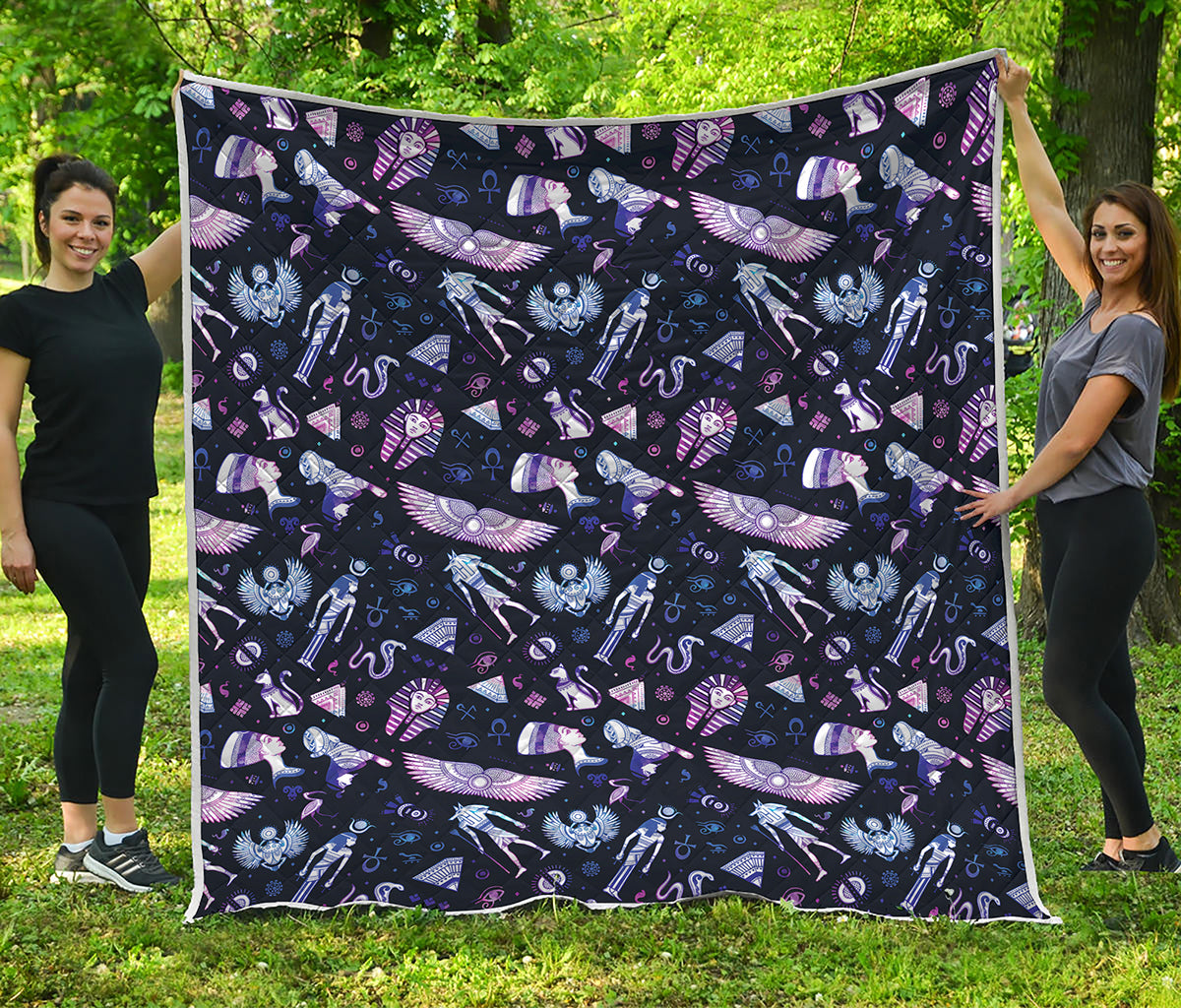 Egyptian Tribal Symbols Print Quilt