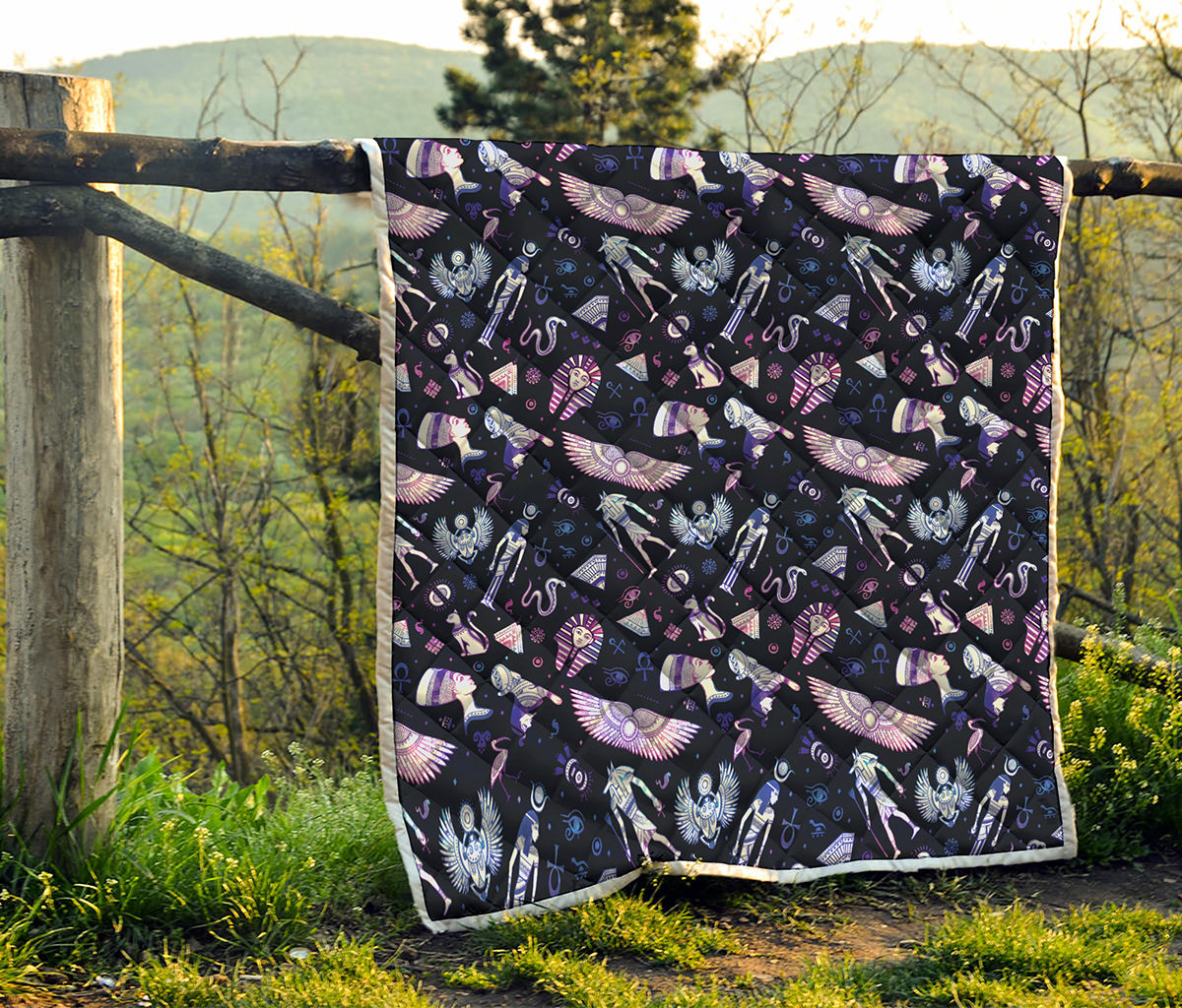 Egyptian Tribal Symbols Print Quilt