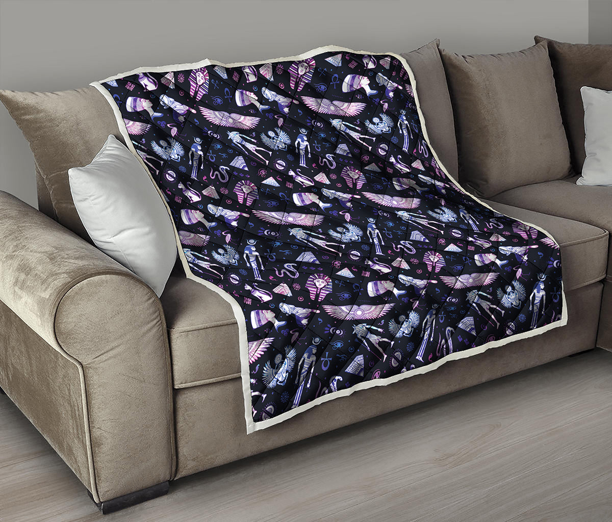 Egyptian Tribal Symbols Print Quilt