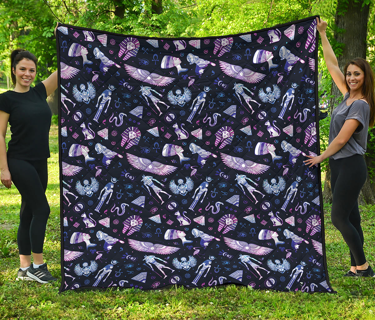 Egyptian Tribal Symbols Print Quilt