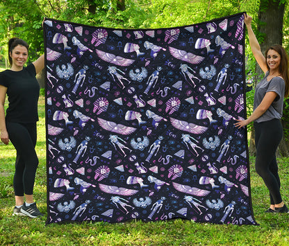 Egyptian Tribal Symbols Print Quilt