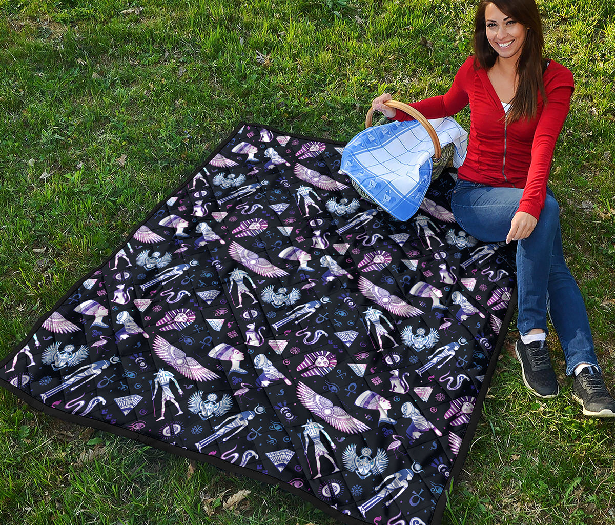 Egyptian Tribal Symbols Print Quilt