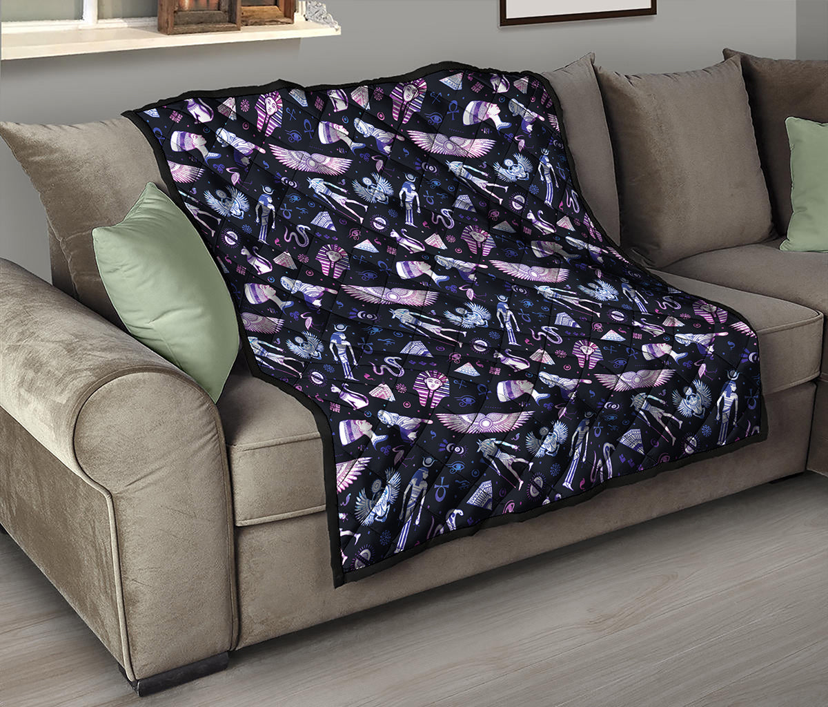 Egyptian Tribal Symbols Print Quilt