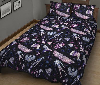 Egyptian Tribal Symbols Print Quilt Bed Set