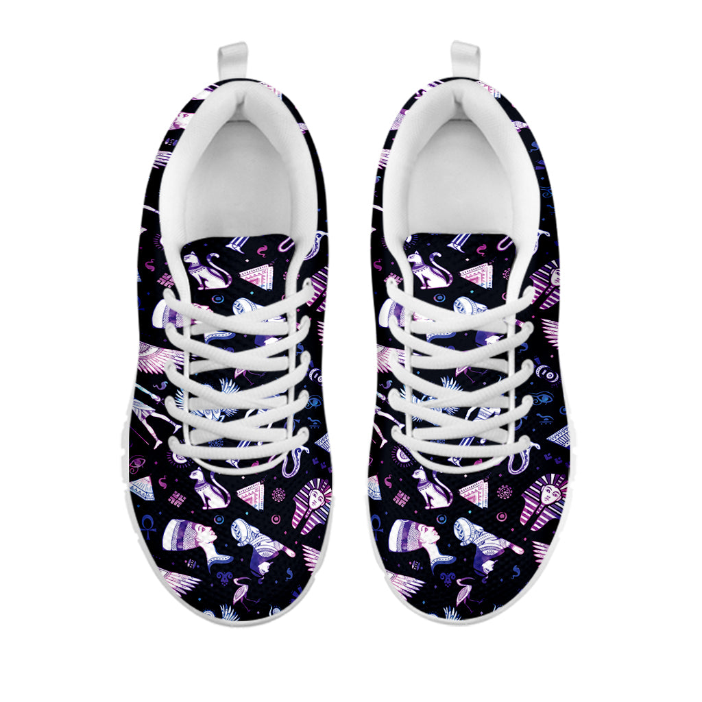 Egyptian Tribal Symbols Print White Sneakers