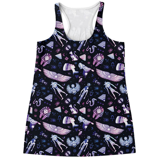 Egyptian Tribal Symbols Print Women's Racerback Tank Top