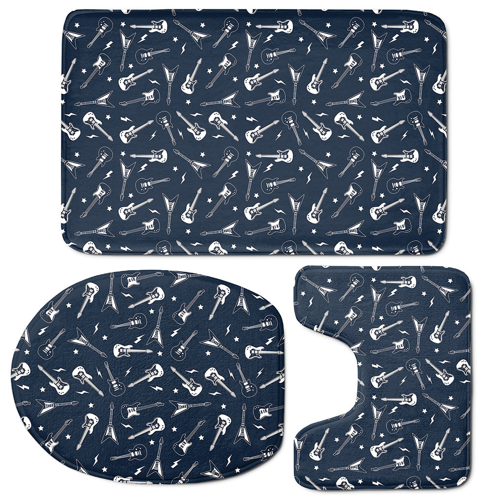 Electric Guitar Pattern Print 3 Piece Bath Mat Set
