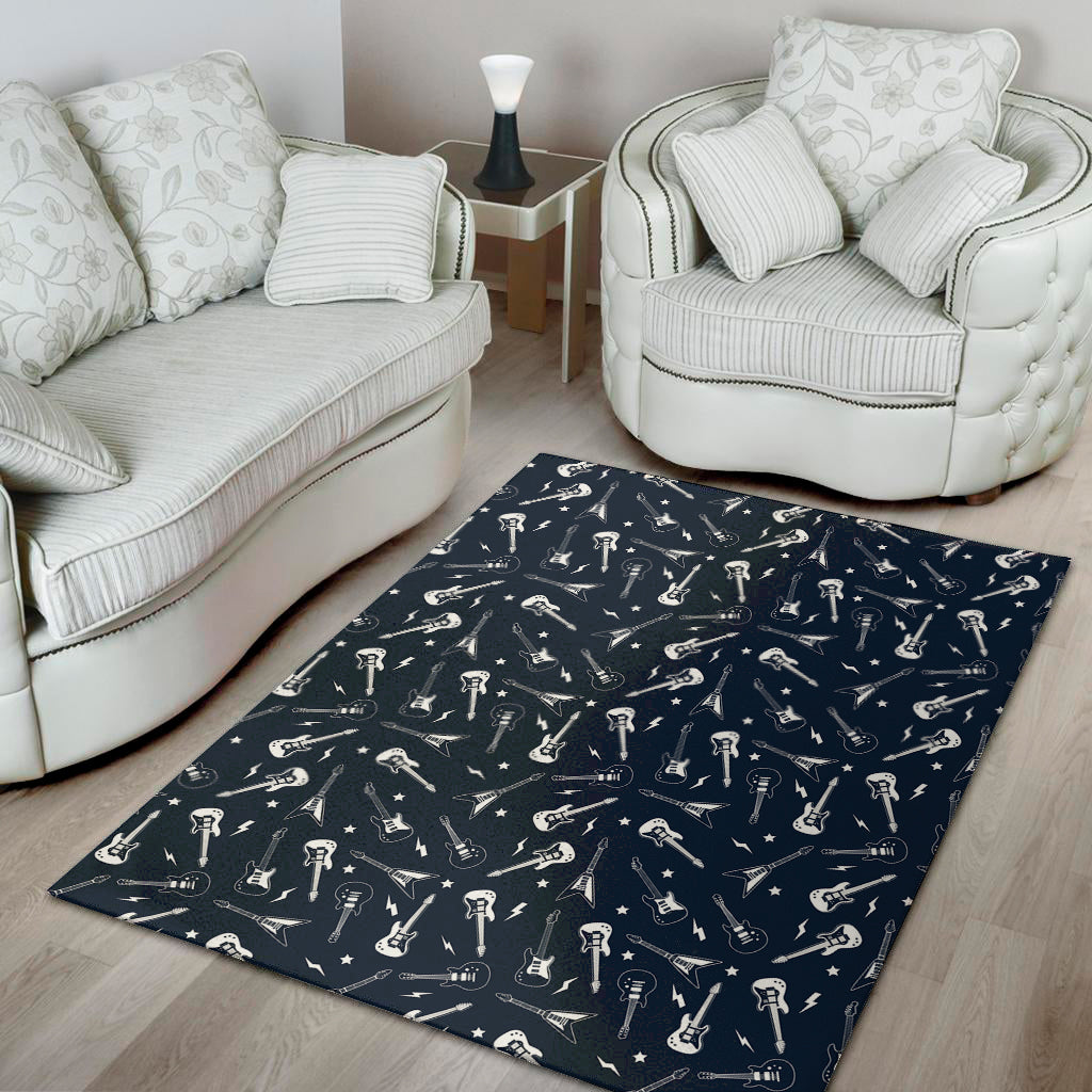 Electric Guitar Pattern Print Area Rug