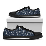 Electric Guitar Pattern Print Black Low Top Shoes