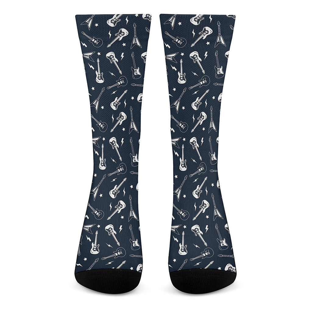 Electric Guitar Pattern Print Crew Socks