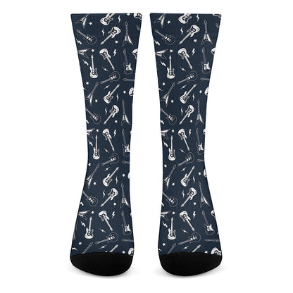 Electric Guitar Pattern Print Crew Socks