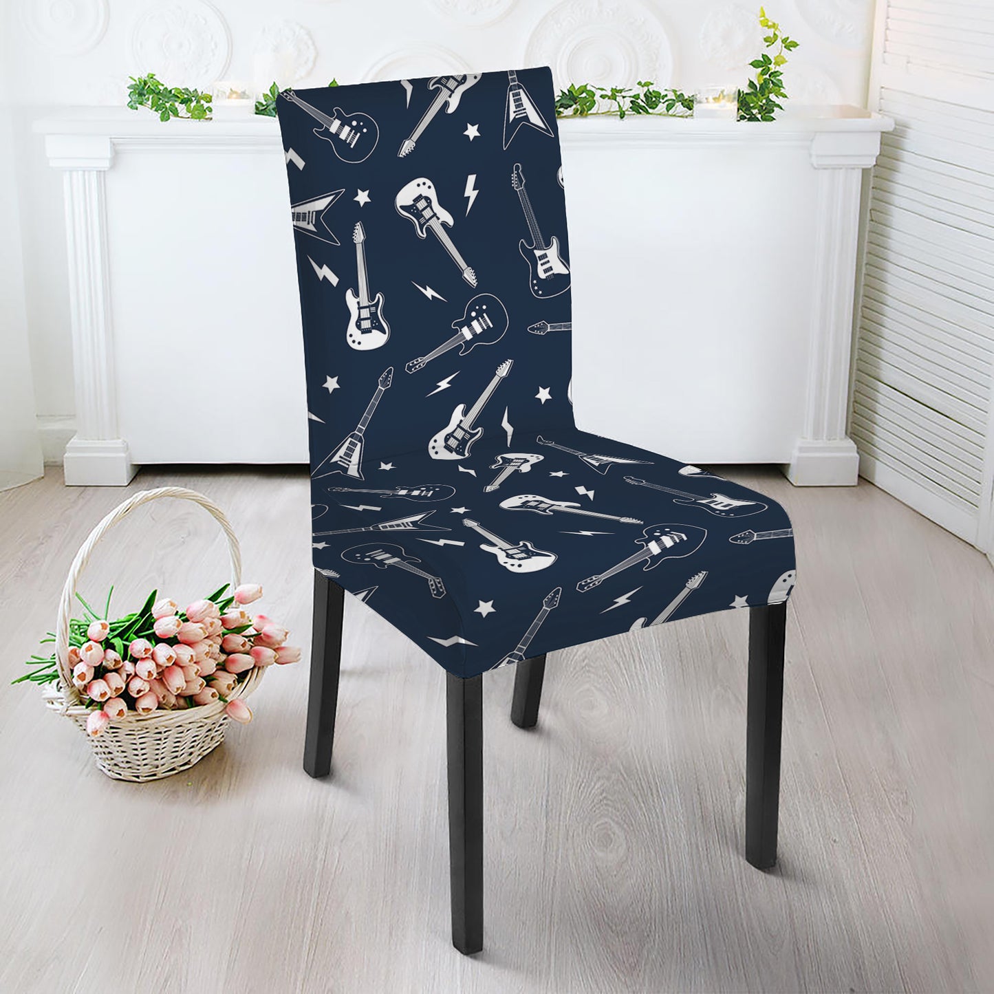 Electric Guitar Pattern Print Dining Chair Slipcover
