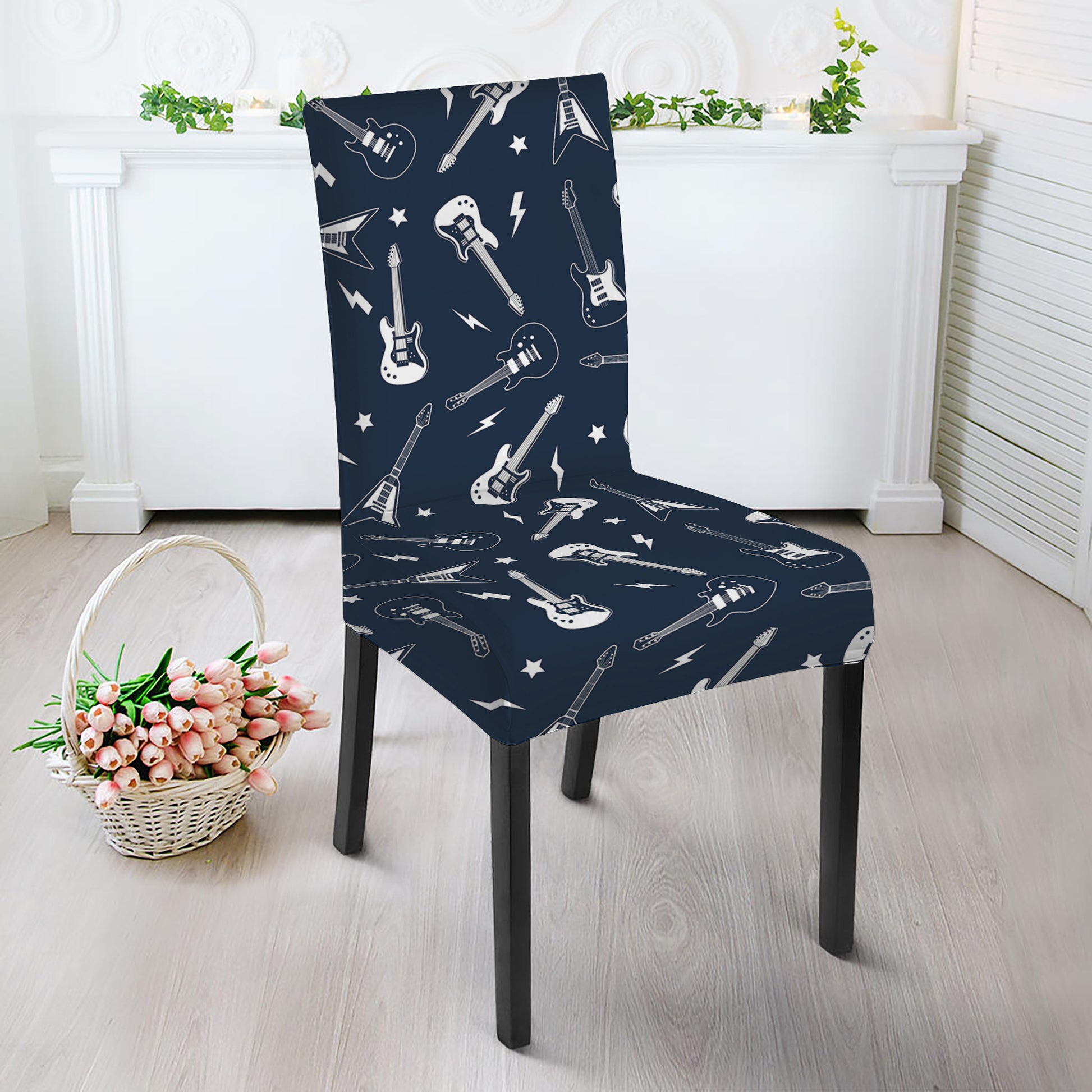 Electric Guitar Pattern Print Dining Chair Slipcover