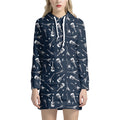 Electric Guitar Pattern Print Pullover Hoodie Dress