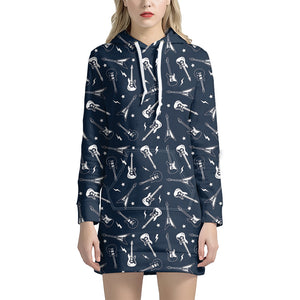 Electric Guitar Pattern Print Hoodie Dress