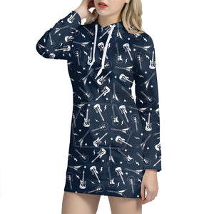 Electric Guitar Pattern Print Hoodie Dress