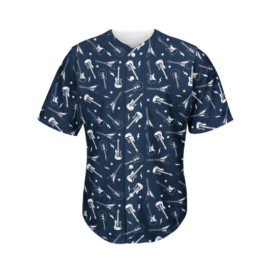 Electric Guitar Pattern Print Men's Baseball Jersey