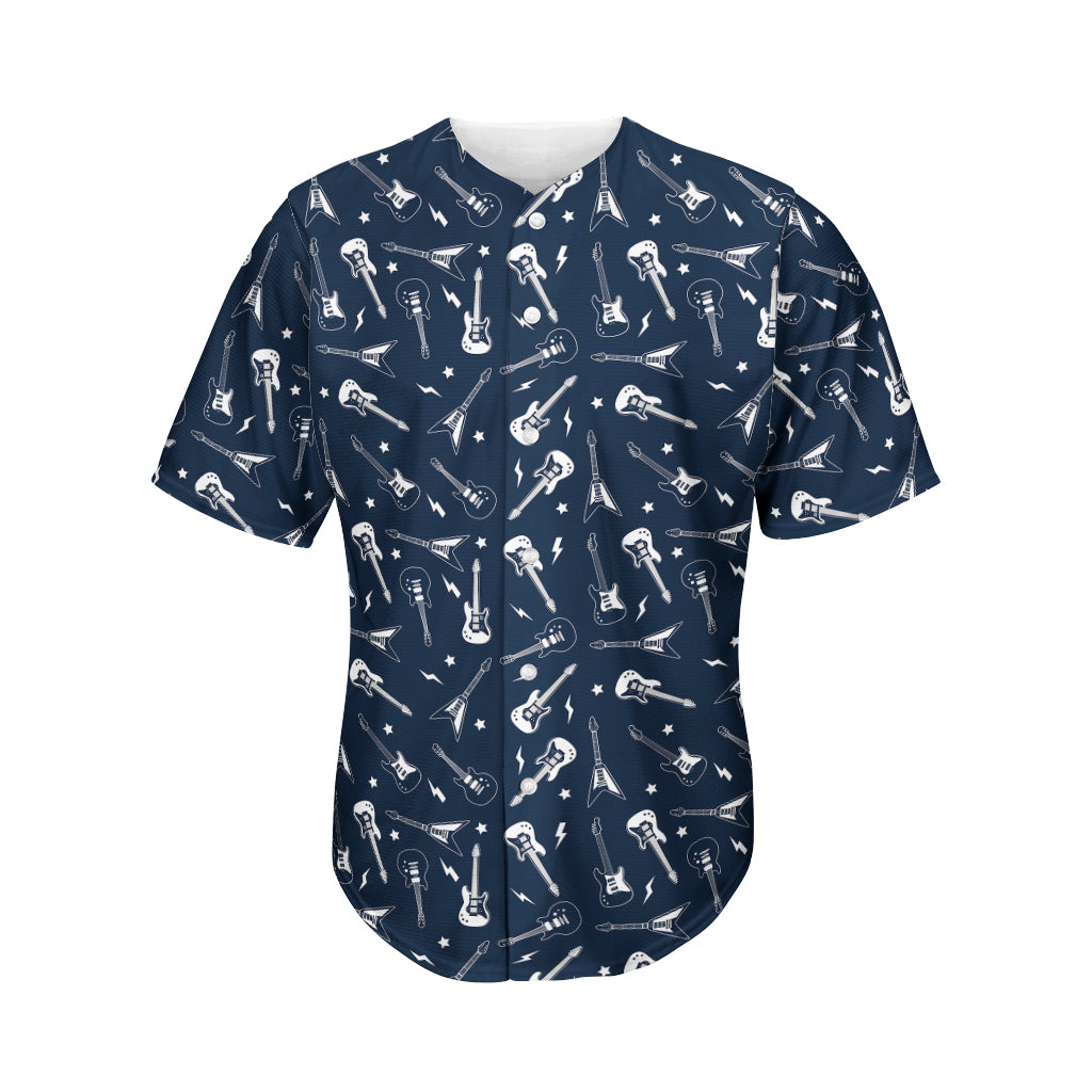 Electric Guitar Pattern Print Men's Baseball Jersey