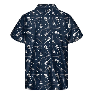 Electric Guitar Pattern Print Men's Short Sleeve Shirt