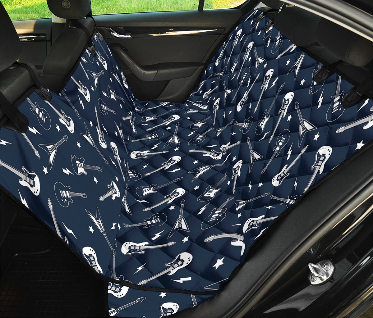 Electric Guitar Pattern Print Pet Car Back Seat Cover