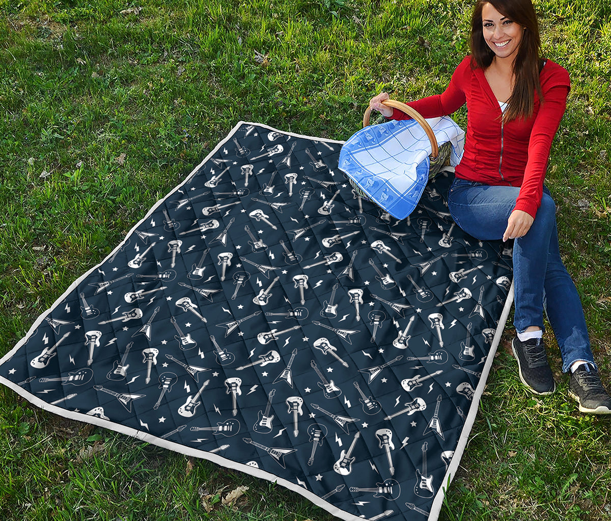 Electric Guitar Pattern Print Quilt