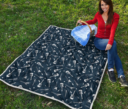 Electric Guitar Pattern Print Quilt
