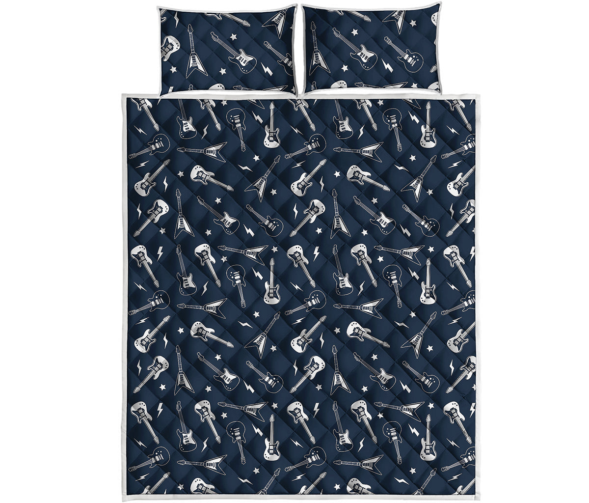 Electric Guitar Pattern Print Quilt Bed Set