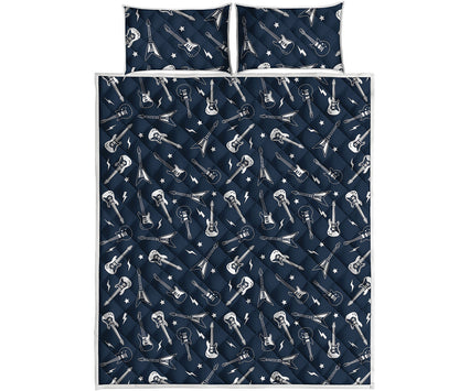 Electric Guitar Pattern Print Quilt Bed Set